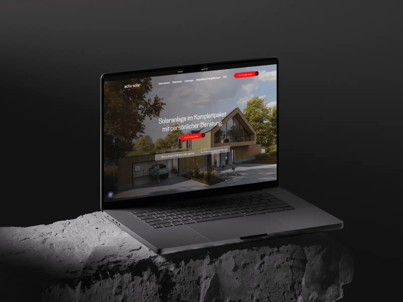 Activ Solar website, designed and built by Marschfahrt