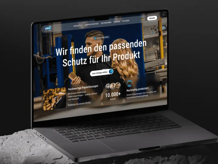 Website von UPA PACK, gestaltet und gebaut von Marschfahrt